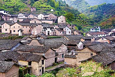 Picturesque Shanxiabao village, Wuyi County, Jinhua City, Zhejiang Province, China. Under cultural protection, the 800 year old ancient village was featured in Chinese National Geography and still has buildings from 1723-1735.