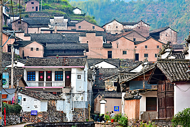 Picturesque Shanxiabao village, Wuyi County, Jinhua City, Zhejiang Province, China. Under cultural protection, the 800 year old ancient village was featured in Chinese National Geography and still has buildings from 1723-1735.