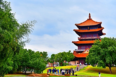 Longzhu (Dragon Pearl) Pagoda at Taoyang Alley, Jingdezhen (porcelain capital of China), Jiangxi Province, China. Taoyang Alley produced porcelain products for the royal families for use and as diplomatic gifts since the Ming Dynasty 700 years ago.