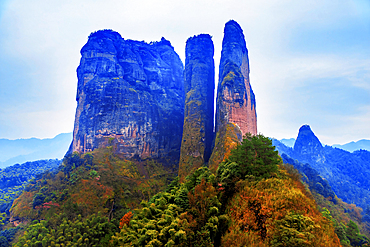 Misty landscape of Mount Jianglang, Jiangshan City, Zhejiang Province, China.