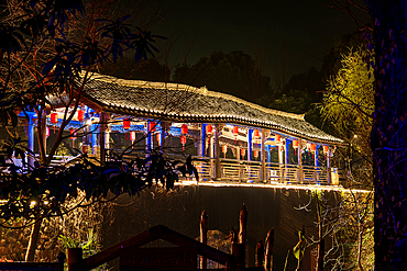 Nianbadu ancient town (since 878 AD) at night, Jiangshan City, Zhejiang Province, China. Strategically located at the junction of Zhejiang, Jiangxi and Fujian provinces, the town embodies cultures of the 3 provinces.