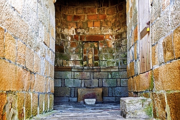 Ancient stone carving inside the Wanshou Pagoda at Baogai Shan, Shishi City, Fujian, China. This stone pagoda, built during the Song Dynasty is more than 800 years old.