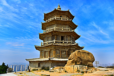 Wanshou Pagoda at Baogai Shan, Shishi City, Fujian, China. This stone pagoda, built during the Song Dynasty is more than 800 years old. It was used as a landmark to guide seafarers when Quanzhou was one of the world's largest trading ports.