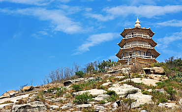 Wanshou Pagoda at Baogai Shan, Shishi City, Fujian, China. This stone pagoda, built during the Song Dynasty is more than 800 years old. It was used as a landmark to guide seafarers when Quanzhou was one of the world's largest trading ports.