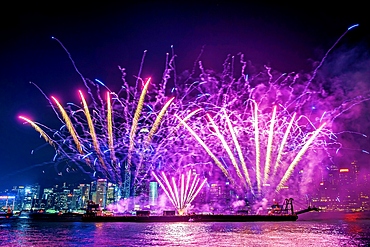 Fireworks display at Victoria Harbour, Hong Kong.