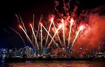 Fireworks display at Victoria Harbour, Hong Kong.