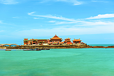 Luojia Temple, Shishi, Quanzhou, Fujian Province, China. The temple is built extended into the sea.