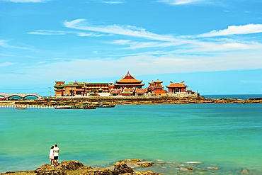 Luojia Temple, Shishi, Quanzhou, Fujian Province, China. The temple is built extended into the sea.