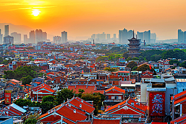 Sunset view of the old town of Quanzhou: Emporium of the World (UNESCO World Heritage), Fujian Province, China