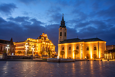 Oradea, Romania - 04.25.2022:Oradea medieval downtown in Transylvania Romania