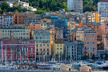 View of the seaside colorful town of Bastia. Corsica island France Europe.