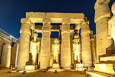 Luxor Temple columns and statues, Luxor, Nile Valley, Upper Egypt