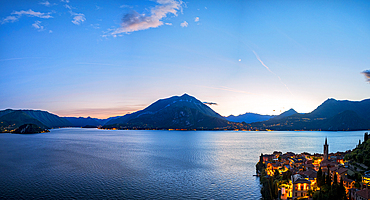 Aerial view of Varenna, Lake Como, Lecco province, Lombardy, Italy