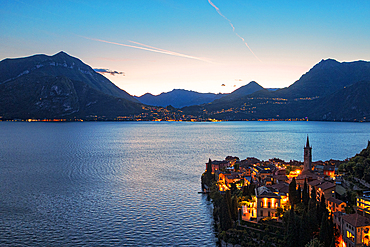 Varenna at dusk, Lake Como, Lecco province, Lombardy, Italy