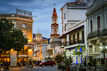 City center of Salta at dusk, Argentina