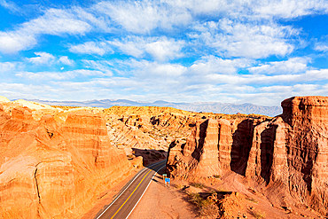 Route 68 winding through the rock formations of Quebrada de las Conchas, Salta, Argentina