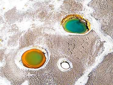 Small colorful lagoons, Ojos del Campo, Salar de Antofalla, Puna, Catamarca, Argentina