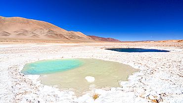 Turquoise and blue salt ponds, Ojos del Mar, Tolar Grande, Argentina