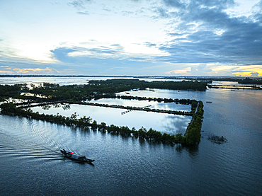 Traditional fishing boat at dawn, Hue, Thua Thien-Hue province, Central Vietnam
