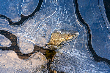 Drone view of ice formations, Lofoten Islands, Norway