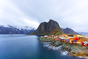 Red rorbu cabins, Hamnoy, Reine, Lofoten Islands, Norway