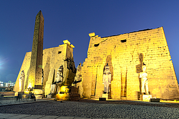 Luxor Temple at dusk, Nile Valley, Upper Egypt