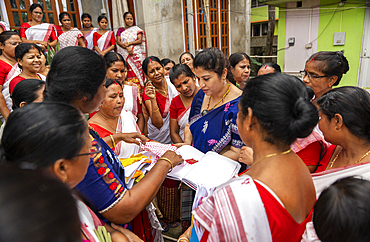 Women from 'Hargila Army' during a community awareness program on the occasion of World Environment Day, at Dadara village in Kamrup, India on June 5, 2025.