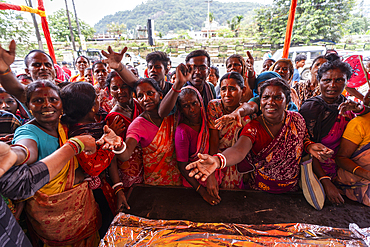 Devotees throng to have food as they arrives to visit Kamakhya Temple during Ambubachi Mela, in Guwahati, India on June 22, 2025.