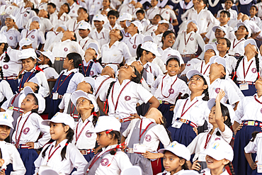 Students take part in a yoga session to mark the International Day of Yoga, in Guwahati, India on June 21, 2025.