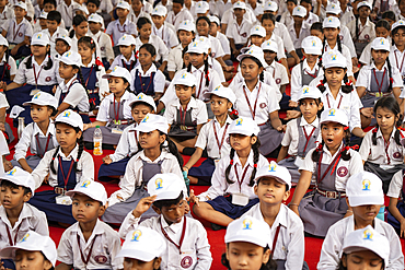 Students take part in a yoga session to mark the International Day of Yoga, in Guwahati, India on June 21, 2025.