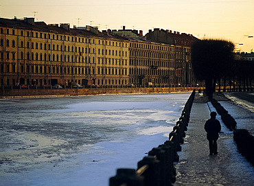 Fontanka Canal at dusk, St. Petersburg, Russia