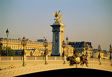 The Pont Alexandre III and monument behind, Paris, France, Europe