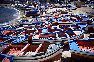 Small fishing boats, Aspra, Sicily, Italy, Europe