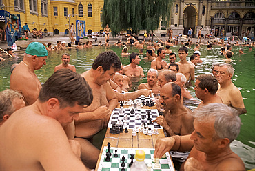 Chess players, Szechenyi Baths, Budapest, Hungary, Europe