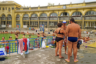 Bathers at the Szechenyi Baths in Budapest, Hungary, Europe