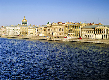 Neva River, English Quay and skyline, St. Petersburg, Russia, Europe