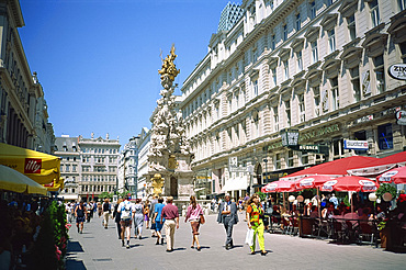 Graben Street and the Plague Column, Vienna, Austria, Europe