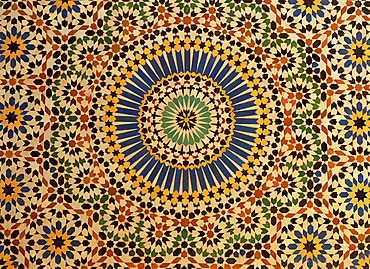 Detail of interior tiles, Telouet Glaoui Kasbah, High Atlas, Morocco, North Africa, Africa