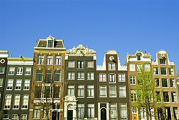 Old merchant houses on the canal in Amsterdam, Holland, The Netherlands