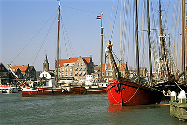 Old boats in the harbour, Voldendam, Holland, Europe