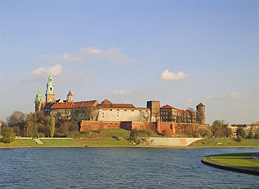 The Royal Castle and Krakow Cathedral, Wawel Hill, Vistula River, Krakow, Poland