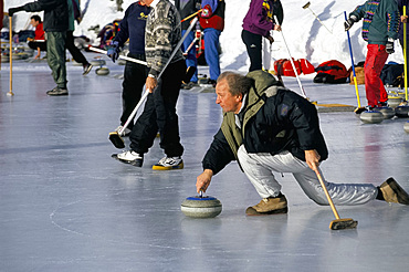 Curlers on the ice, St. Moritz, Switzerland, Europe