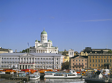 Helsinki skyline and White Church (Lutheran cathedral), Helsinki, Finland, Scandinavia, Europe