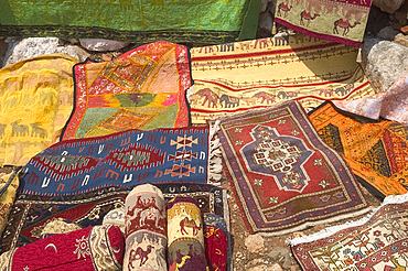 Carpets on display in Kalekoy, Anatolia, Turkey, Asia Minor, Asia