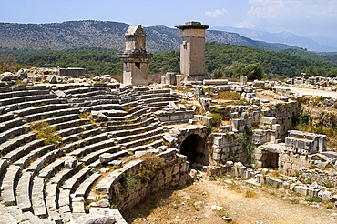 Ruins of the amphitheatre at Xanthos, UNESCO World Heritage Site, Anatolia, Turkey, Asia Minor, Asia