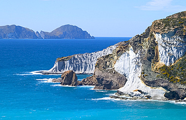 Chalk cliffs bay on the island of Ponza, off the southwest coast of Italy, Italy, Europe