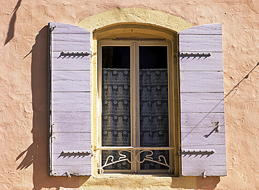 Patel shutters on old house, Eyguieres, Bouches-du-Rhone, Provence, France, Europe