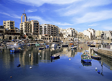 The harbour at St. Julian's Bay, Malta, Mediterranean, Europe