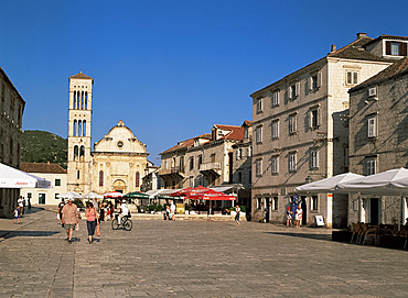 St. Stephen's church and square, Hvar Town, Hvar, Croatia, Europe