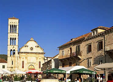 St. Stephen's church and square, Hvar Town, Hvar, Croatia, Europe